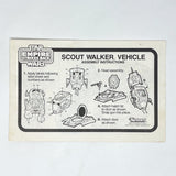 Vintage Kenner Star Wars Paper ESB AT-ST Scout Walker Instructions
