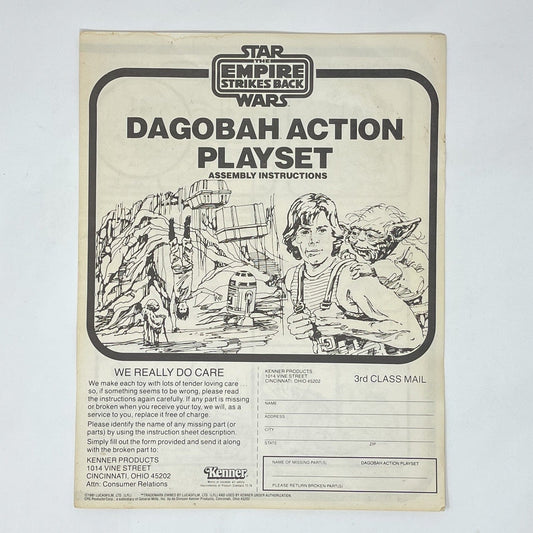Vintage Kenner Star Wars Paper ESB Dagobah Action Playset Instructions