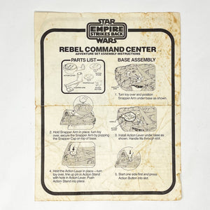 Vintage Kenner Star Wars Paper ESB Rebel Command Center Instructions Kenner Vintage