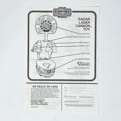 Vintage Kenner Star Wars Paper ESB & ROTJ Vehicle Maintenance Energizer Mini-Rig Instructions