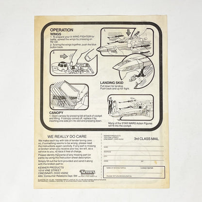 Vintage Kenner Star Wars Paper ESB X-Wing Instructions