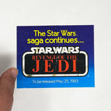 Vintage Kenner Star Wars Paper Kenner Revenge of the Jedi Mailer Insert