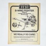Vintage Kenner Star Wars Paper ROTJ B-Wing Fighter Instructions