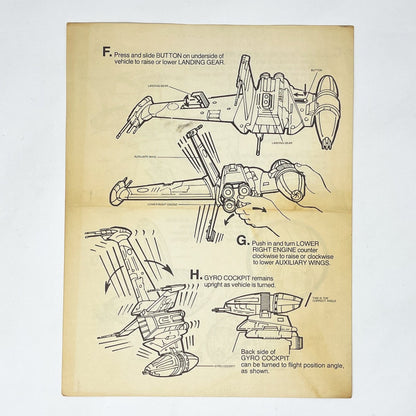 Vintage Kenner Star Wars Paper ROTJ B-Wing Fighter Instructions