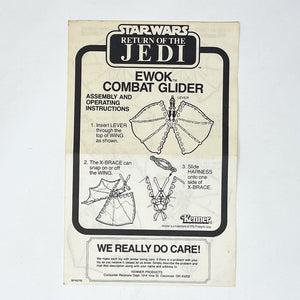 Vintage Kenner Star Wars Paper ROTJ Ewok Combat Glider Instructions