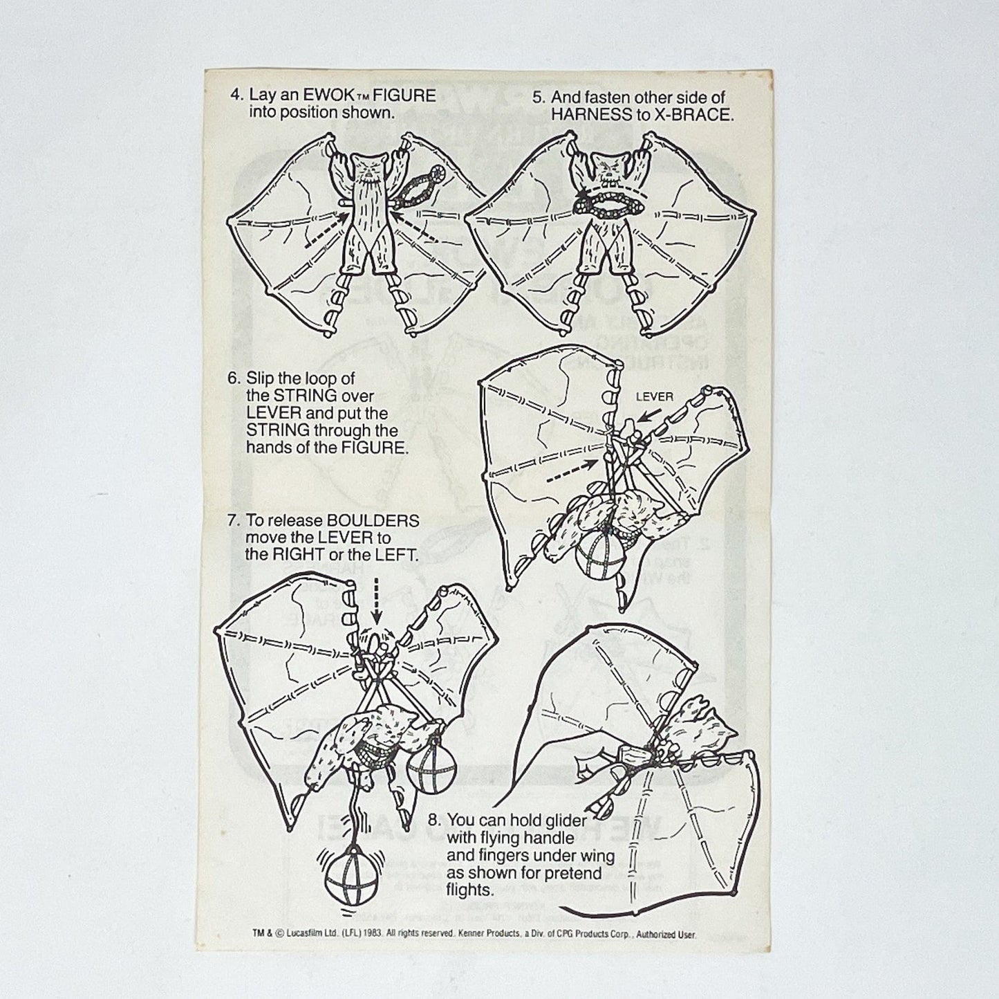 Vintage Kenner Star Wars Paper ROTJ Ewok Combat Glider Instructions