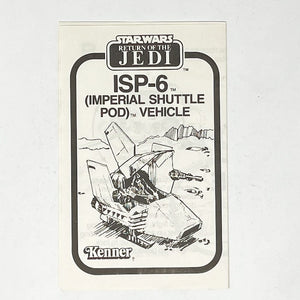Vintage Kenner Star Wars Paper ROTJ ISP-6 Mini-Rig Instructions