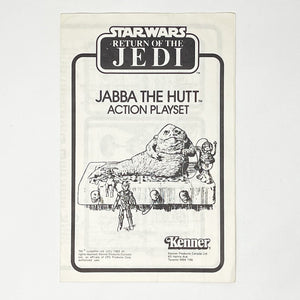 Vintage Kenner Star Wars Paper ROTJ Jabba the Hutt Playset Instructions