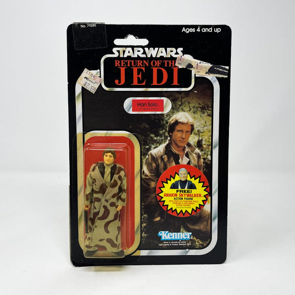 Vintage Kenner Star Wars Toy Han in Trench Coat ROTJ 77B Back - Mint on Card