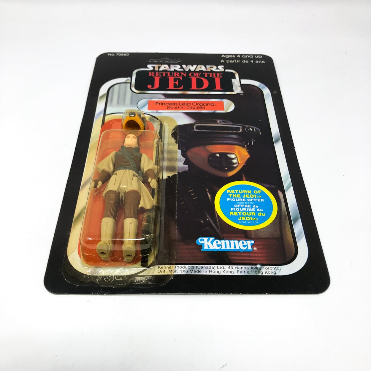 Vintage Kenner Star Wars Toy Leia Boushh Disguise Canadian 65A Back - Mint on Card