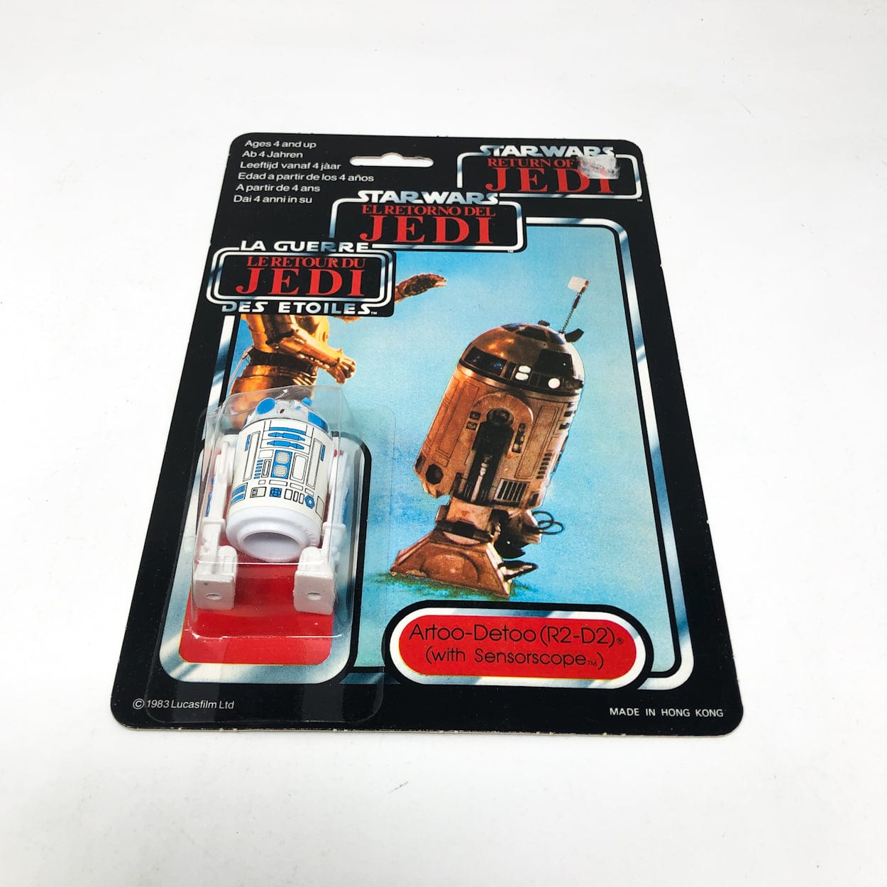 Vintage Kenner Star Wars Toy R2-D2 with Sensorscope on ROTJ Trilogo 70B - Mint on Card