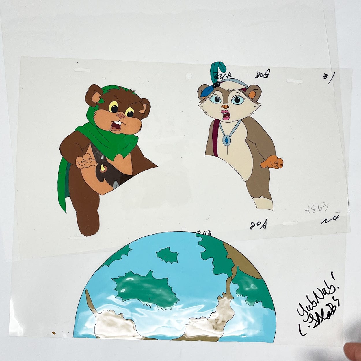 Vintage Nelvana Star Wars Non-Toy Ewoks Cartoon - Autographed Animation Cel D