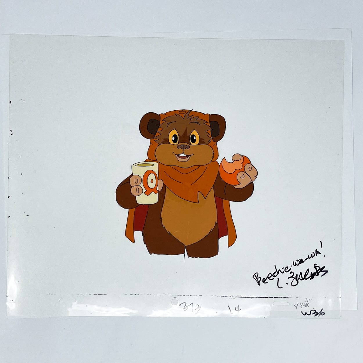 Vintage Nelvana Star Wars Non-Toy Ewoks Cartoon - Autographed Animation Cel H