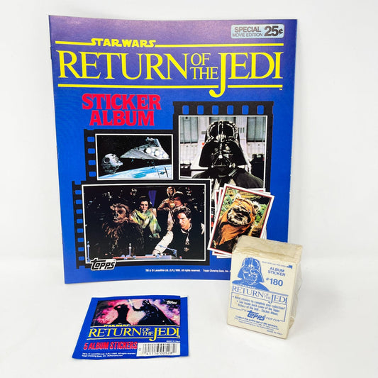 Vintage Panini Star Wars Non-Toy ROTJ Sticker Album, Complete Set and Sealed Pack - Topps (1983)