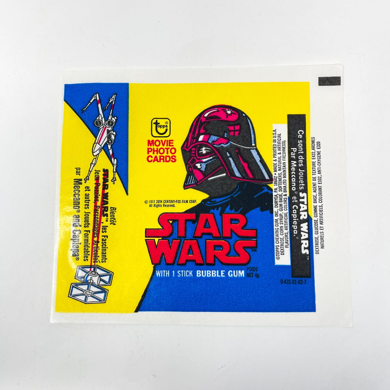 Vintage Topps Star Wars Non-Toy Topps Star Wars Unused Wrapper - Meccano France