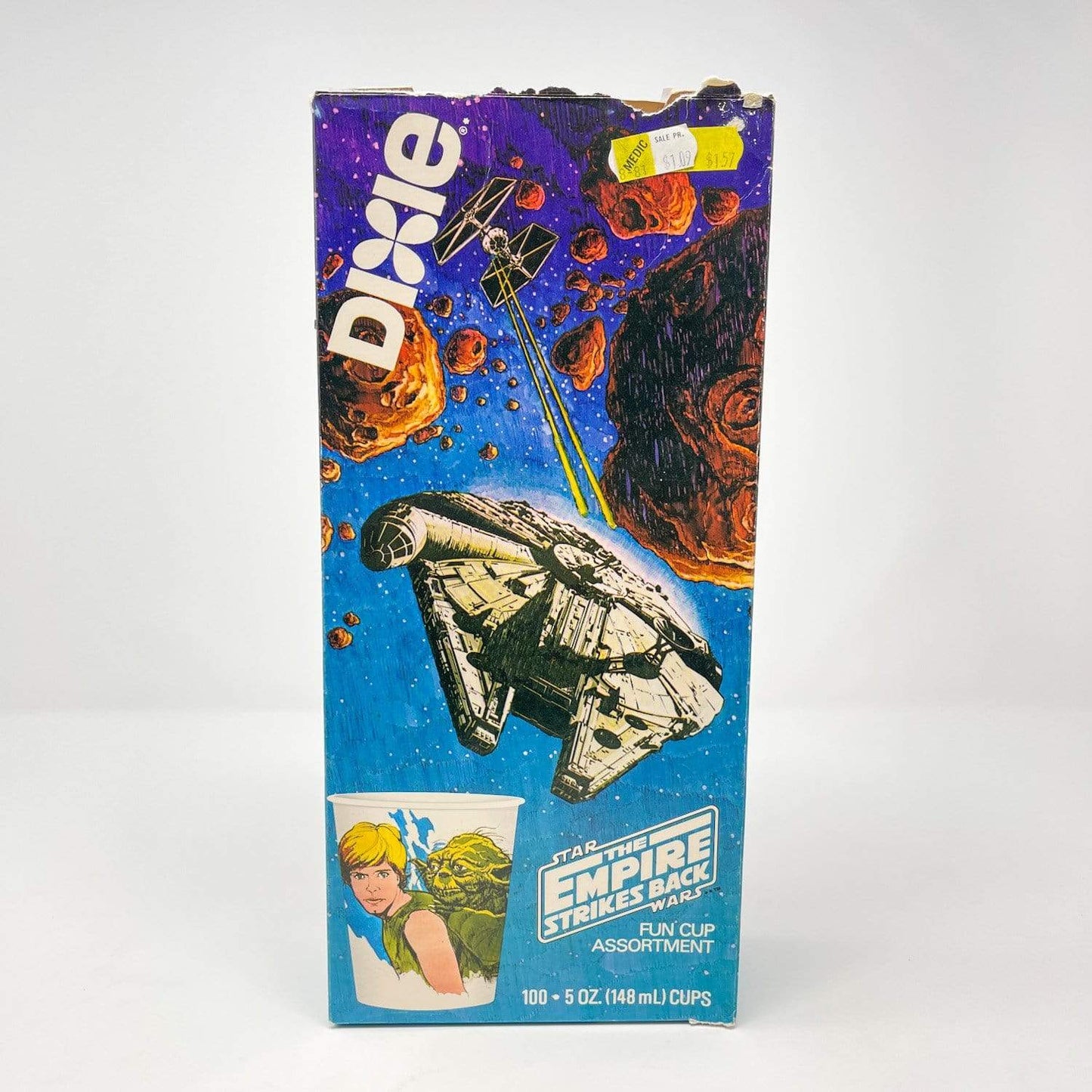 Vintage Dixie Cups Star Wars Food Dixie Cups Box - ESB Falcon w/ Fett (1980)