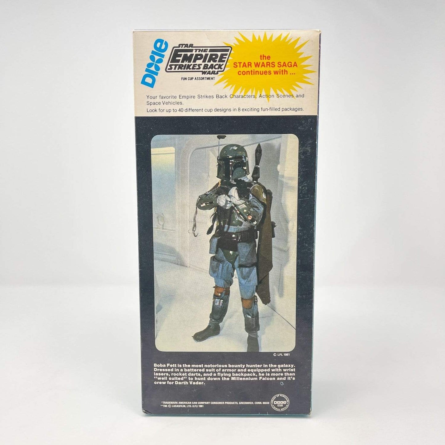 Vintage Dixie Cups Star Wars Food Dixie Cups Box - ESB Falcon w/ Fett (1980)