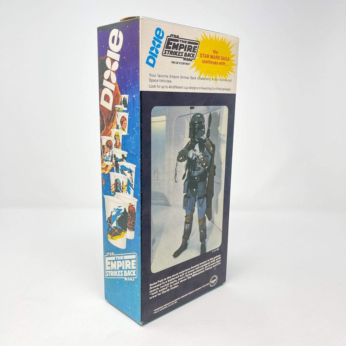 Vintage Dixie Cups Star Wars Food Dixie Cups Box - ESB Falcon w/ Fett (1980)