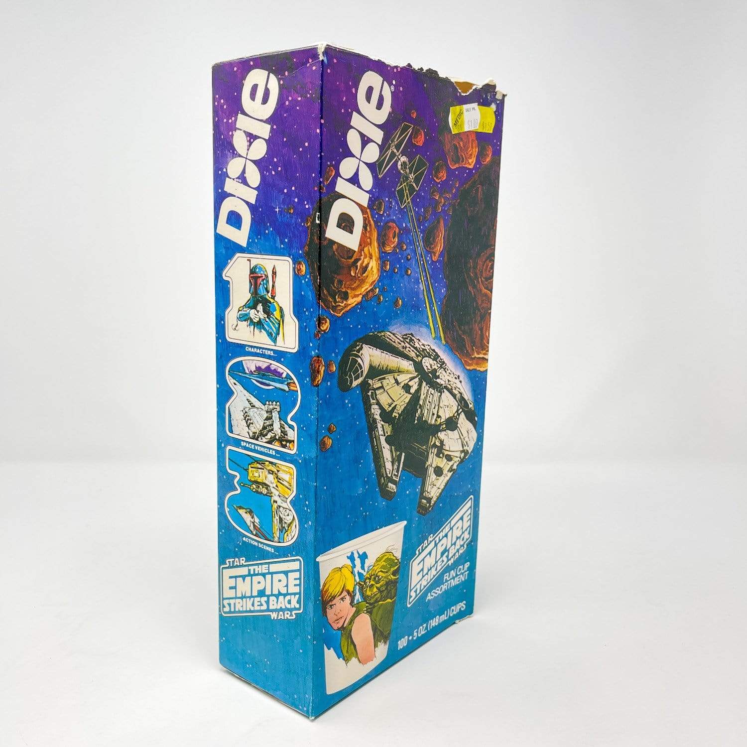 Vintage Dixie Cups Star Wars Food Dixie Cups Box - ESB Falcon w/ Fett (1980)