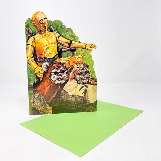 Vintage Drawing Board Star Wars Non-Toy C-3PO & Wicket Greeting Card w/ Envelope - 1983