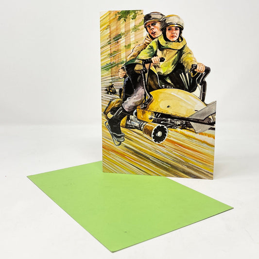 Vintage Drawing Board Star Wars Non-Toy Luke & Leia Speeder Bike Greeting Card w/ Envelope - 1983