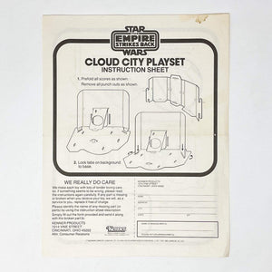 Vintage Kenner Star Wars Paper ESB Cloud City Playset Instructions