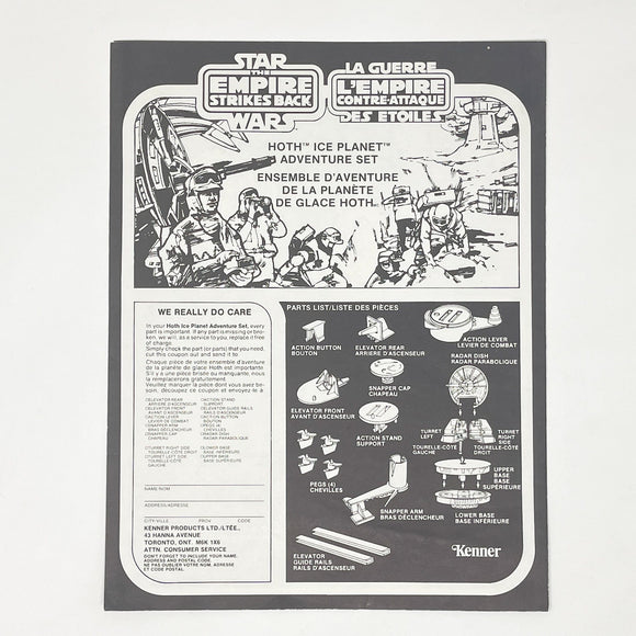 Vintage Kenner Star Wars Paper ESB Hoth Ice Planet Adventure Instructions - Kenner Canada