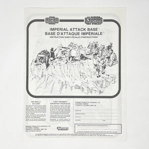 Vintage Kenner Star Wars Paper ESB Imperial Attack Base Instructions - Kenner Canada