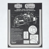 Vintage Kenner Star Wars Paper ESB Imperial Troop Transporter Instructions - Kenner Canada