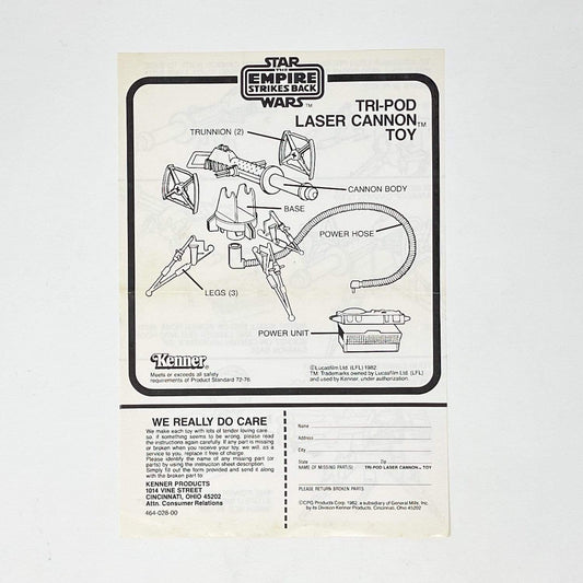 Vintage Kenner Star Wars Paper ESB & ROTJ Tri-Pod Laser Cannon Mini-Rig Instructions