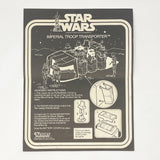Vintage Kenner Star Wars Paper Imperial Troop Transporter Instructions