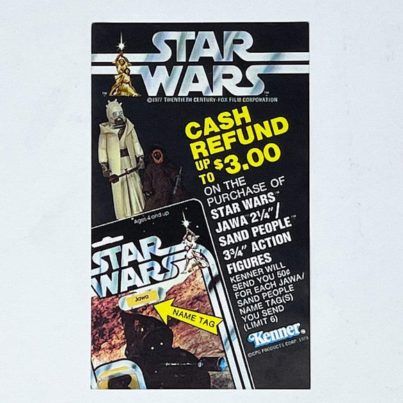 Vintage Kenner Star Wars Paper Kenner Tusken Raider Cash Refund Insert (1979)