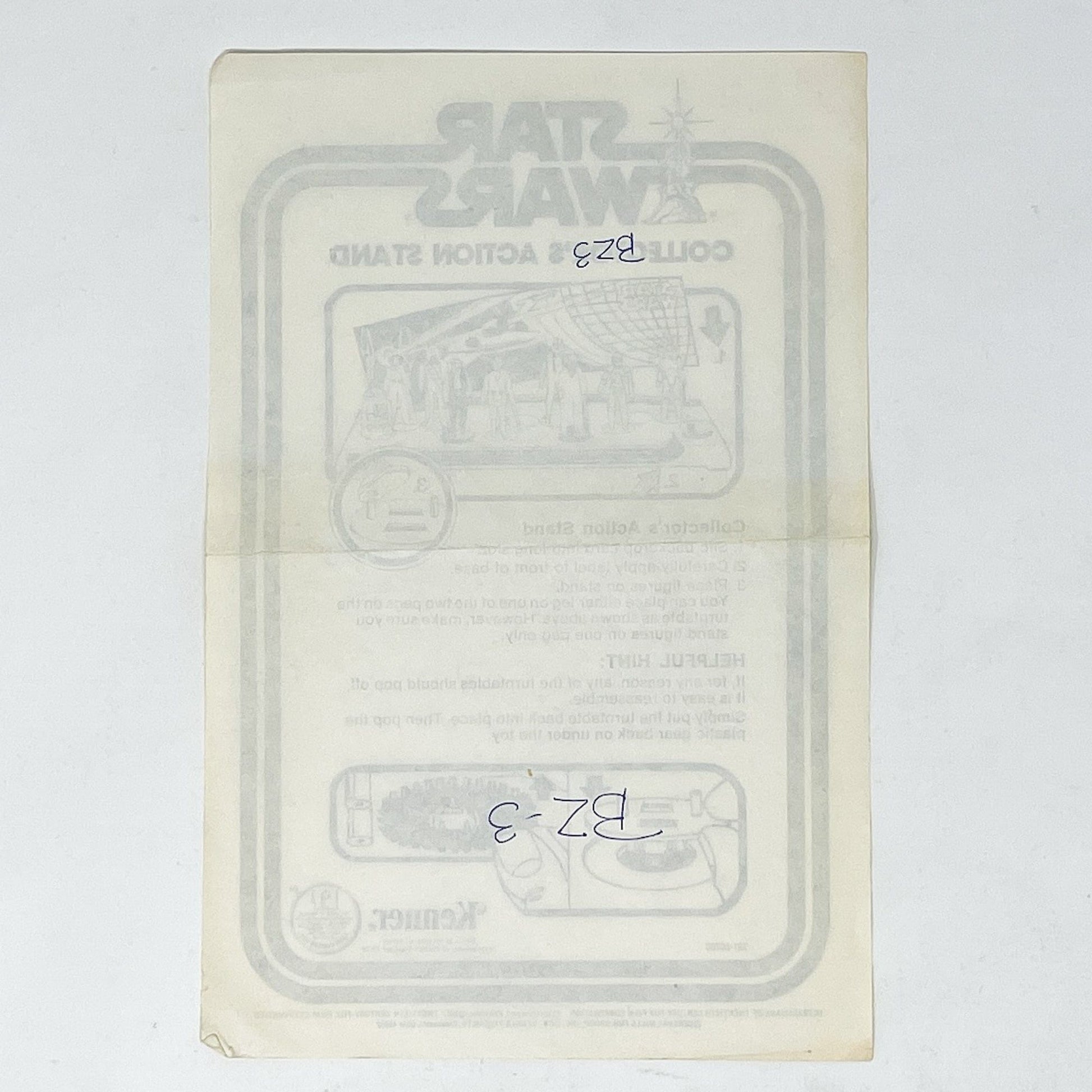 Vintage Kenner Star Wars Paper Mail-Away Collector's Action Stand Instructions