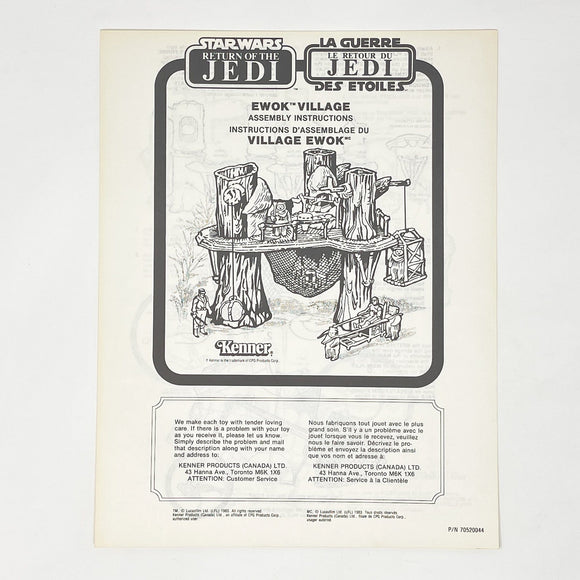 Vintage Kenner Star Wars Paper ROTJ Ewok Village Instructions - Kenner Canada