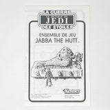 Vintage Kenner Star Wars Paper ROTJ Jabba Playset Instructions - Kenner Canada