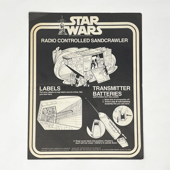 Vintage Kenner Star Wars Paper Star Wars Radio Controlled Sandcrawler Instructions