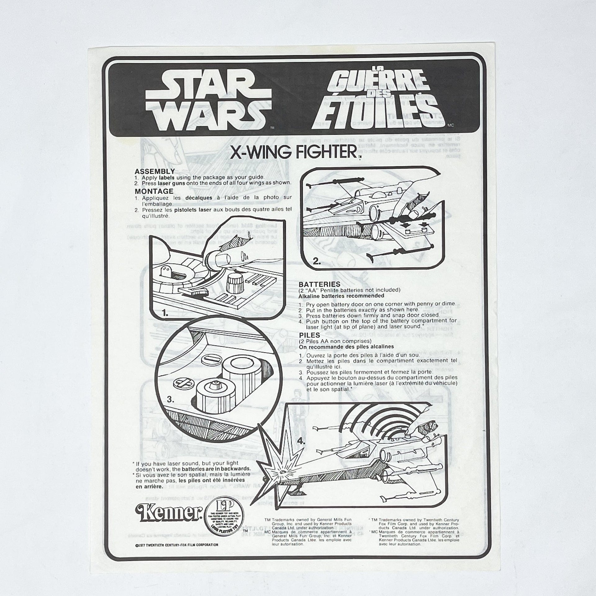Star Wars X-Wing Instructions - Kenner Canada, image size:1920x1920