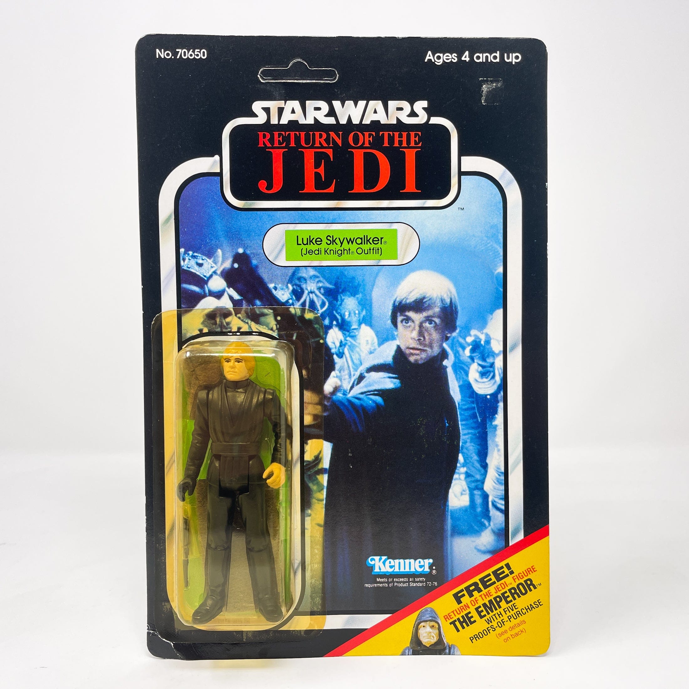 Vintage Star Wars Luke Jedi 65C Back - Mint on Card Green Saber