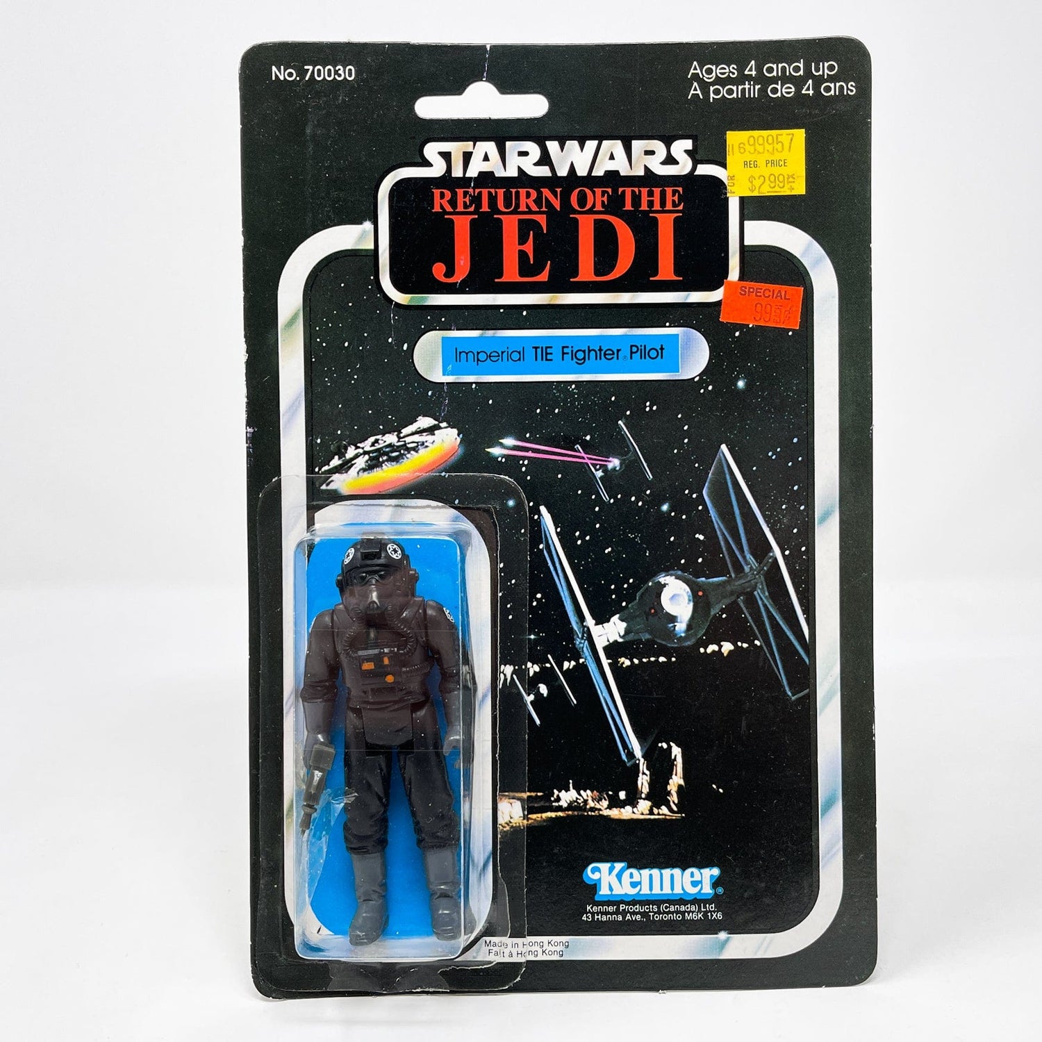 Vintage Kenner Star Wars Toy TIE Pilot Kenner Canada ROTJ 77-back - Lifted Bubble
