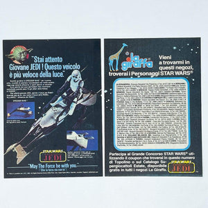 Vintage Meccano Star Wars Ads Harbert ROTJ Speeder Bike Print Ad - Italy (1983)