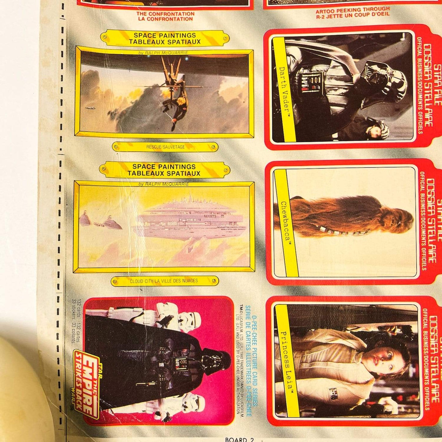 Vintage O-Pee-Chee Star Wars Trading Cards O-Pee-Chee Empire Strikes Back Series 1 - Uncut Sheet