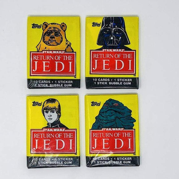 Vintage Topps Star Wars Trading Cards Set of 4 SEALED Topps Return of the Jedi Series 1 Packs